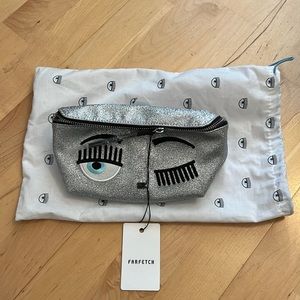NWT Chiara Ferragni flirting glitter belt bag in silver